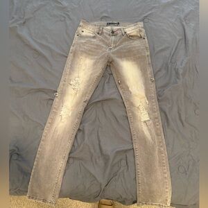 Men's Distressed Light Grey Skinny Jeans